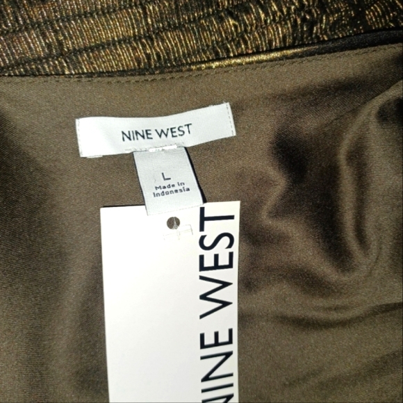 Nine West Ruffled Vneck Gold Blouse - Picture 5 of 5